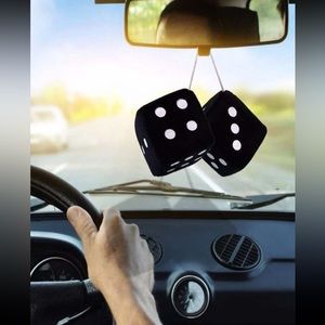 🎲 Super Awesome Oversized Retro Style Rear View Mirror Fuzzy Dice 🎲